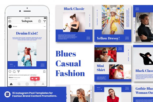 Download Blues Minimalist Fashion Instagram Post - Instagram post Collection