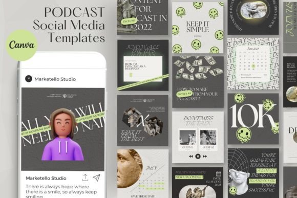 Download Podcast Instagram Post Templates KIT - Instagram post Collection