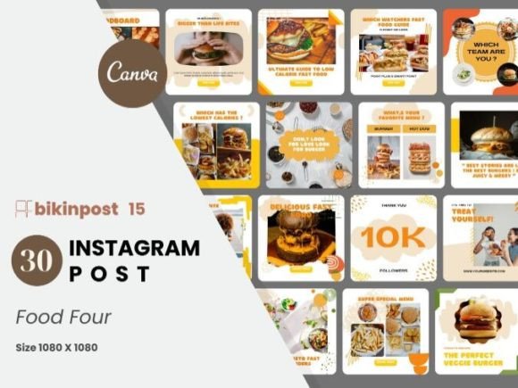 Download Food Four Canva Instagram Post Template - Instagram post Collection