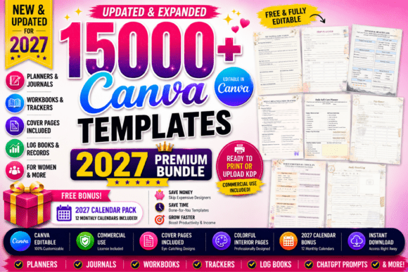 Download 15000+ Canva Templates | 2027 KDP Bundle - Canva templates Collection