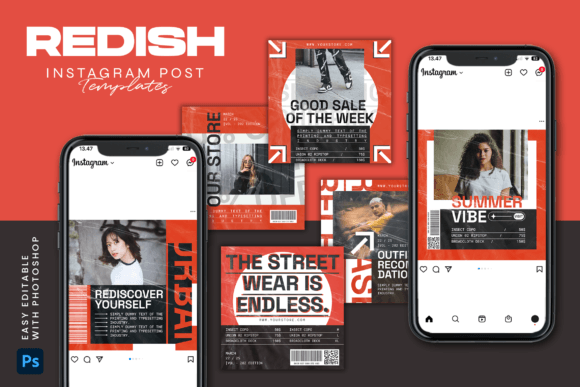 Download REDISH - Instagram Post Template - Instagram post Collection