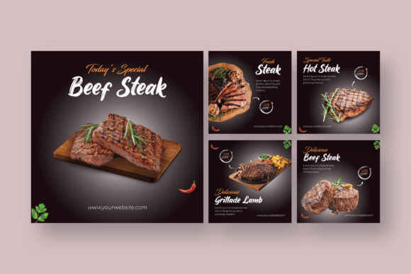 Download Steak - Food Instagram Post Template - Instagram post Collection