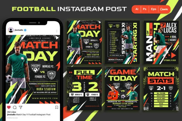 Download Green &amp; Orange | Football Instagram Post - Instagram post Collection
