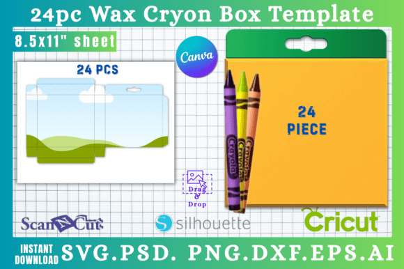 Download 24pc Wax Cryon Box SVG &amp; Canva Templates - Canva templates Collection